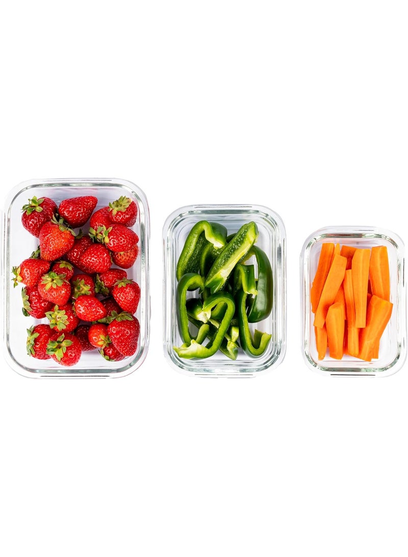 A set of 3 airtight glass containers that keep food fresh and are suitable for the refrigerator, freezer, and microwave while providing organized kitchen space. - Image 3